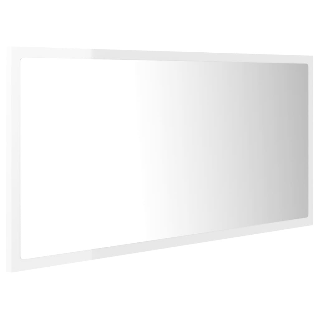 Kylpyhuonepeili LED korkeakiilto valk. 90x8,5x37 cm - Sisustajankoti.fi