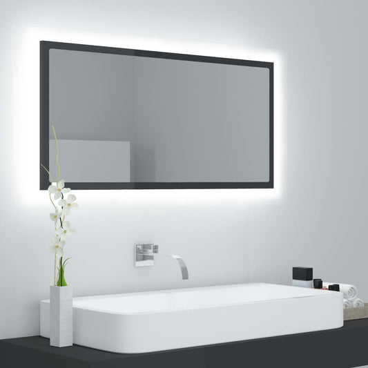 Kylpyhuonepeili LED korkeakiilto harmaa 90x8,5x37 cm - Sisustajankoti.fi