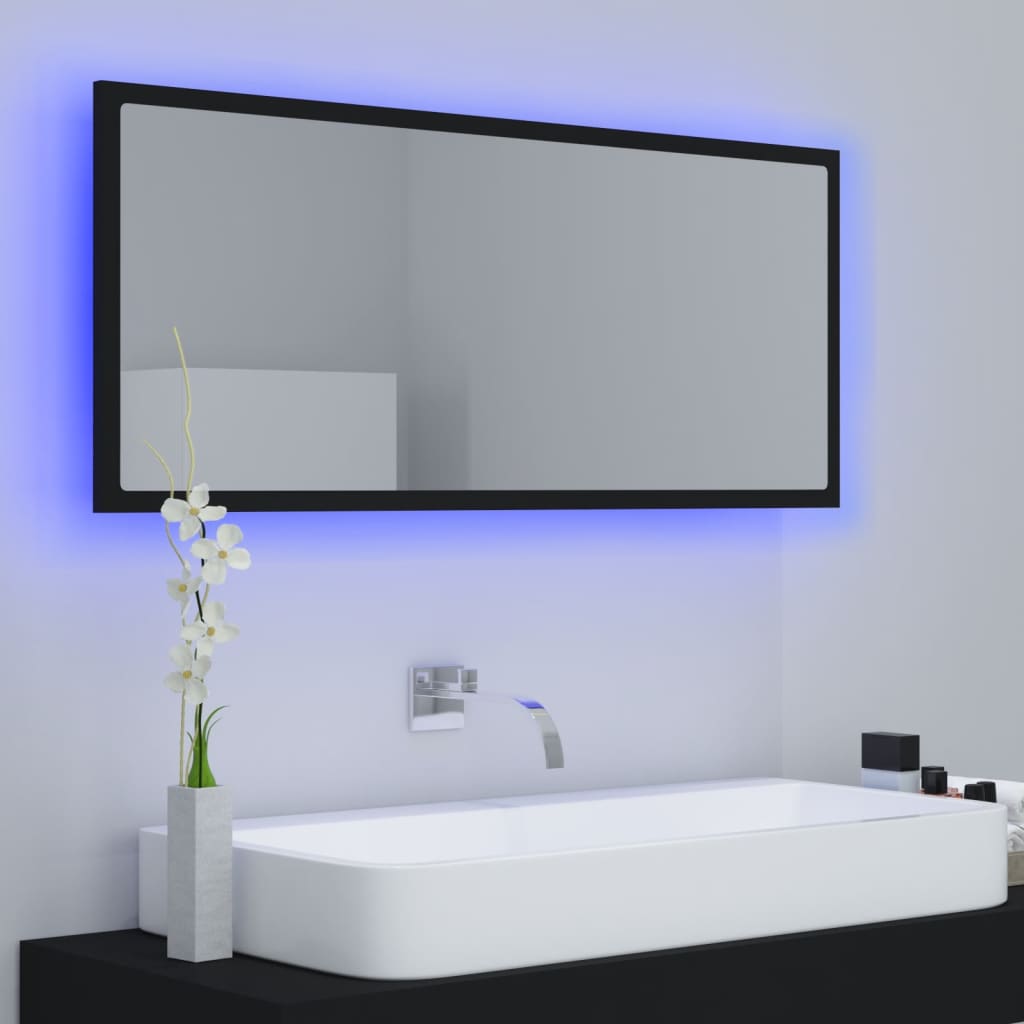 Kylpyhuonepeili LED musta 100x8,5x37 cm - Sisustajankoti.fi