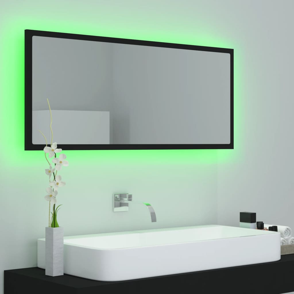 Kylpyhuonepeili LED musta 100x8,5x37 cm - Sisustajankoti.fi