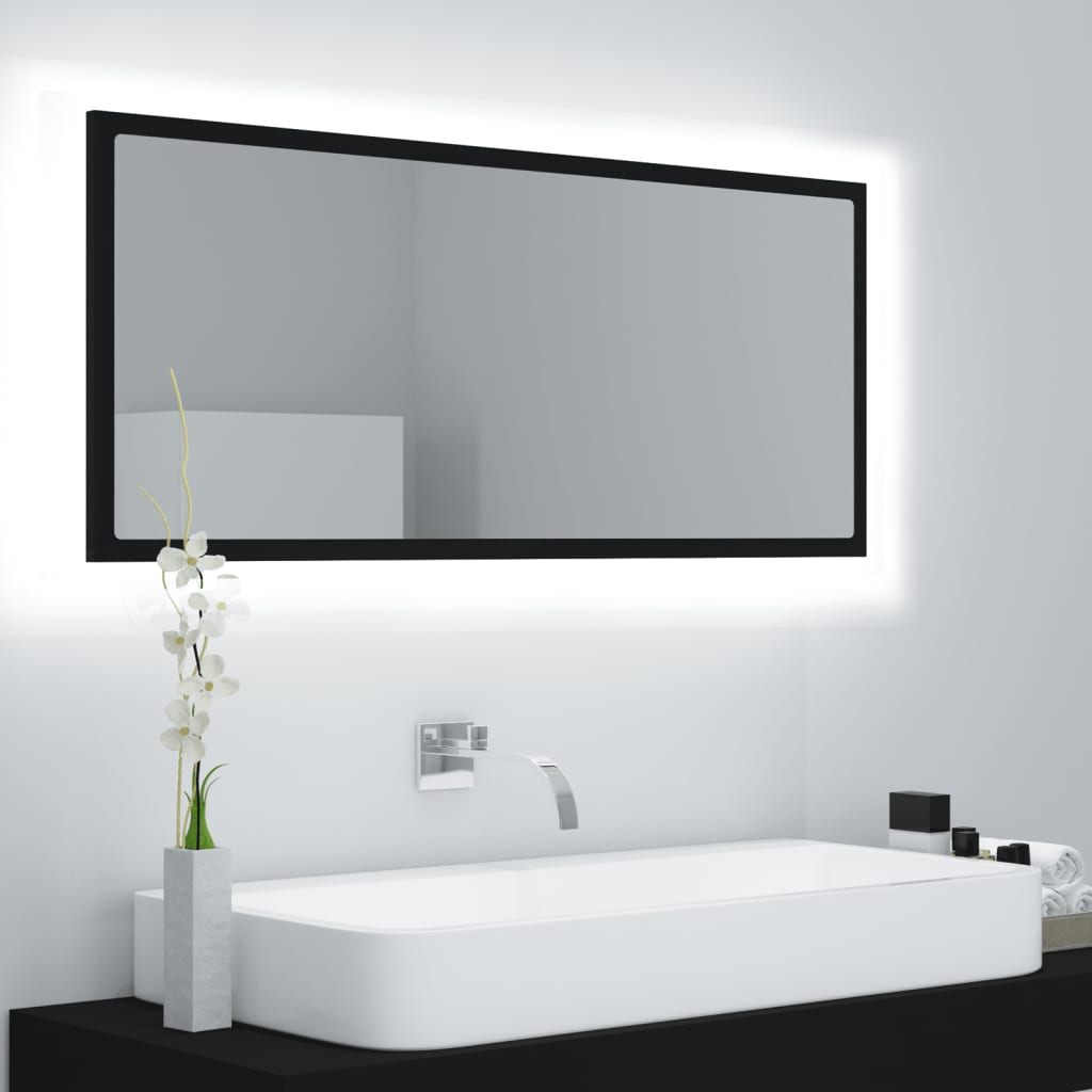 Kylpyhuonepeili LED musta 100x8,5x37 cm - Sisustajankoti.fi