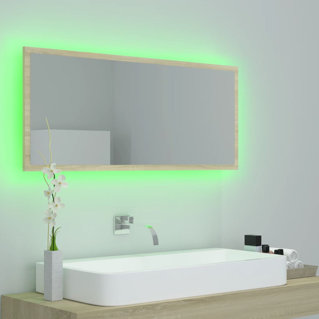 Kylpyhuonepeili LED Sonoma-tammi 100x8,5x37 cm - Sisustajankoti.fi