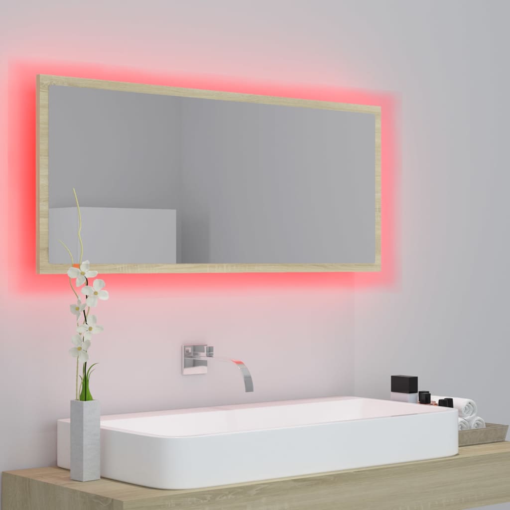 Kylpyhuonepeili LED Sonoma-tammi 100x8,5x37 cm - Sisustajankoti.fi