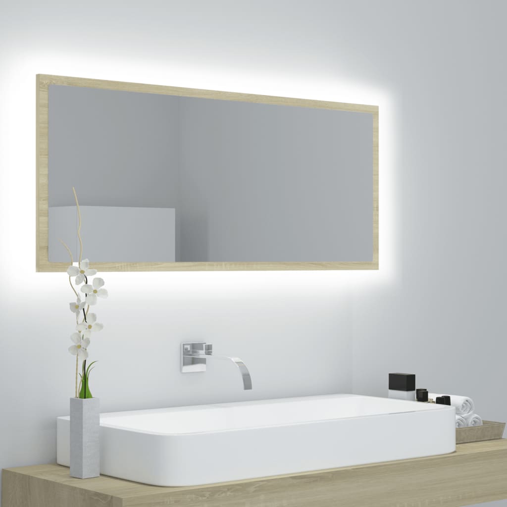 Kylpyhuonepeili LED Sonoma-tammi 100x8,5x37 cm - Sisustajankoti.fi