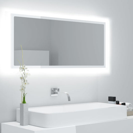 Kylpyhuonepeili LED korkeakiilto valk. 100x8,5x37 cm - Sisustajankoti.fi