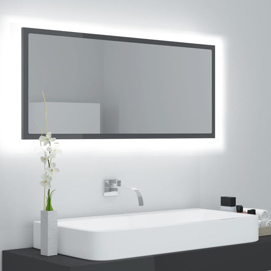 Kylpyhuonepeili LED korkeakiilto harmaa 100x8,5x37 cm - Sisustajankoti.fi
