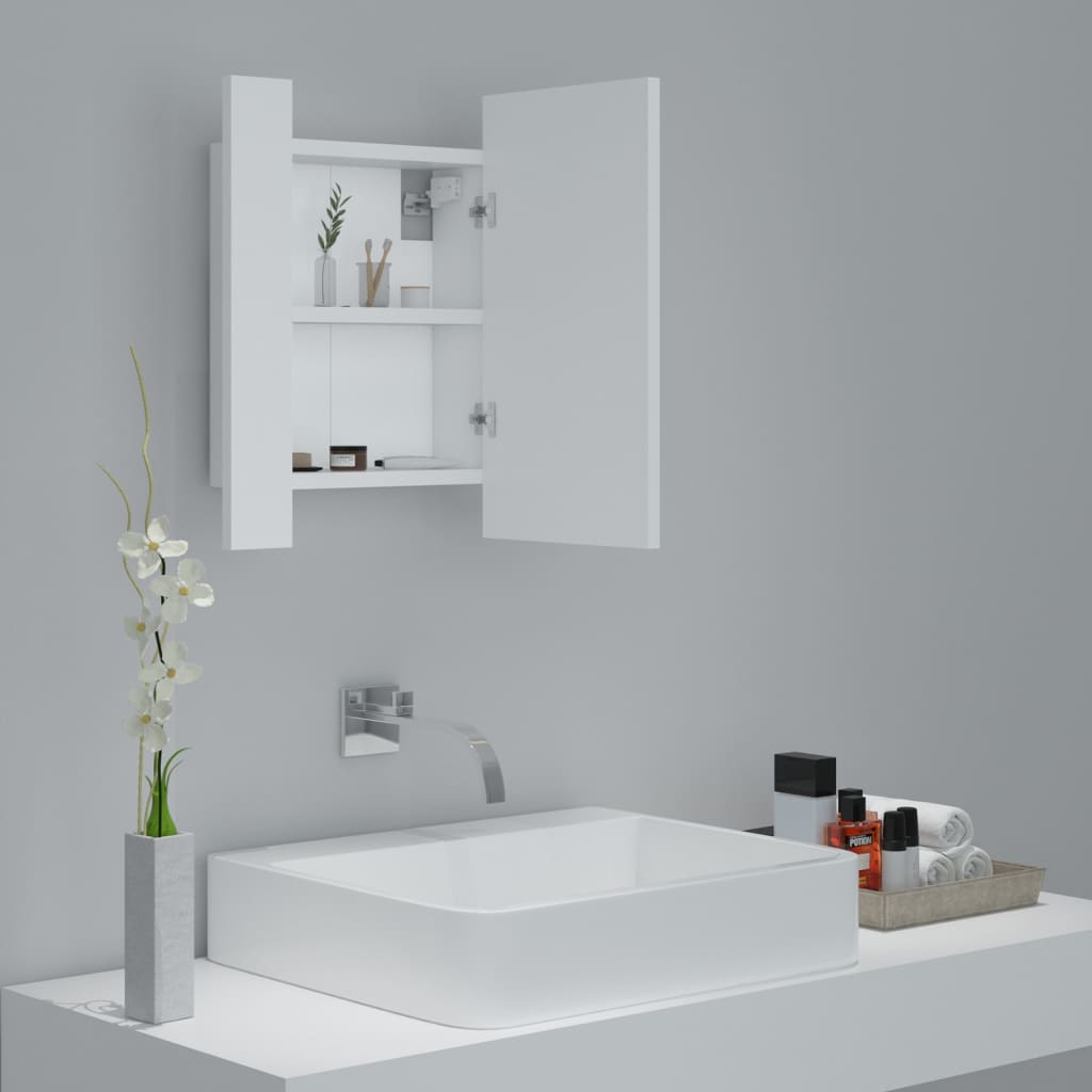 Kylpyhuoneen LED peilikaappi valkoinen 40x12x45 cm - Sisustajankoti.fi