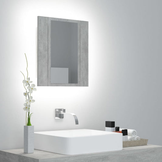 Kylpyhuoneen LED peilikaappi betoninharmaa 40x12x45 cm - Sisustajankoti.fi