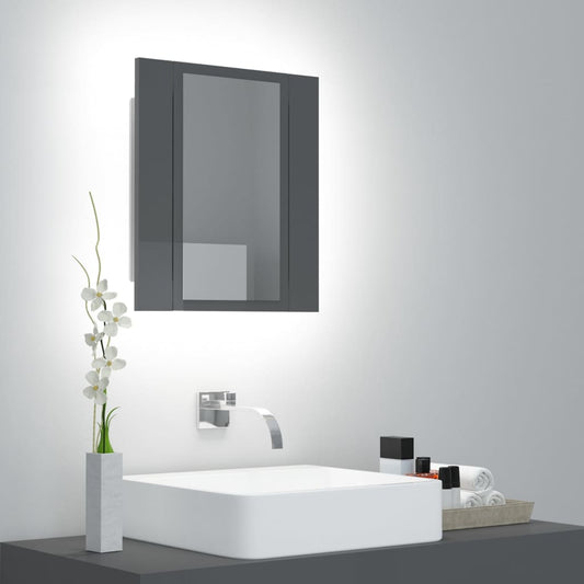 Kylpyhuoneen LED peilikaappi korkeakiilto harmaa 40x12x45 cm - Sisustajankoti.fi