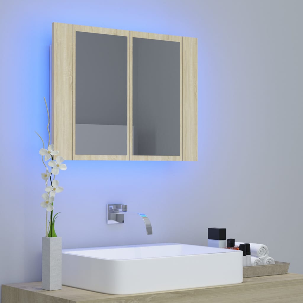 Kylpyhuoneen LED peilikaappi Sonoma tammi 60x12x45 cm - Sisustajankoti.fi