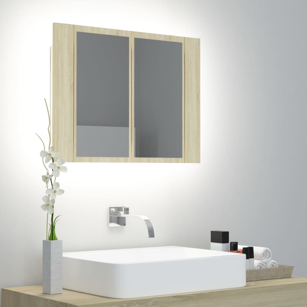 Kylpyhuoneen LED peilikaappi Sonoma tammi 60x12x45 cm - Sisustajankoti.fi