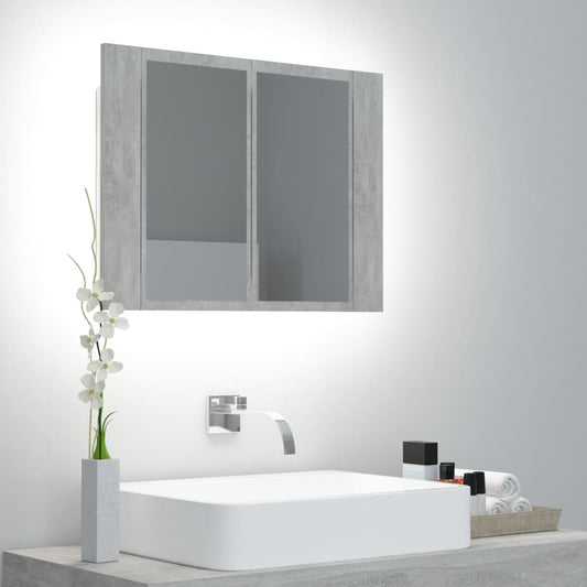 Kylpyhuoneen LED peilikaappi betoninharmaa 60x12x45 cm - Sisustajankoti.fi