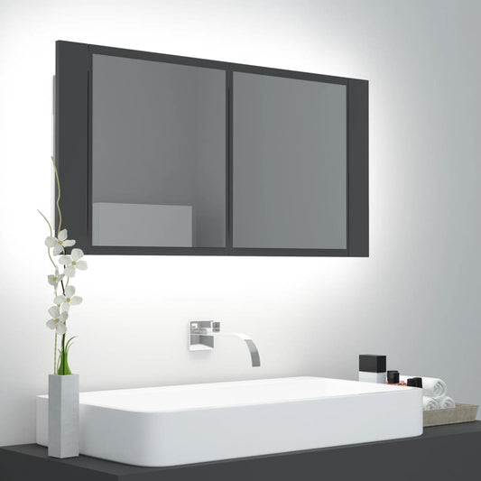Kylpyhuoneen LED peilikaappi harmaa 90x12x45 cm - Sisustajankoti.fi
