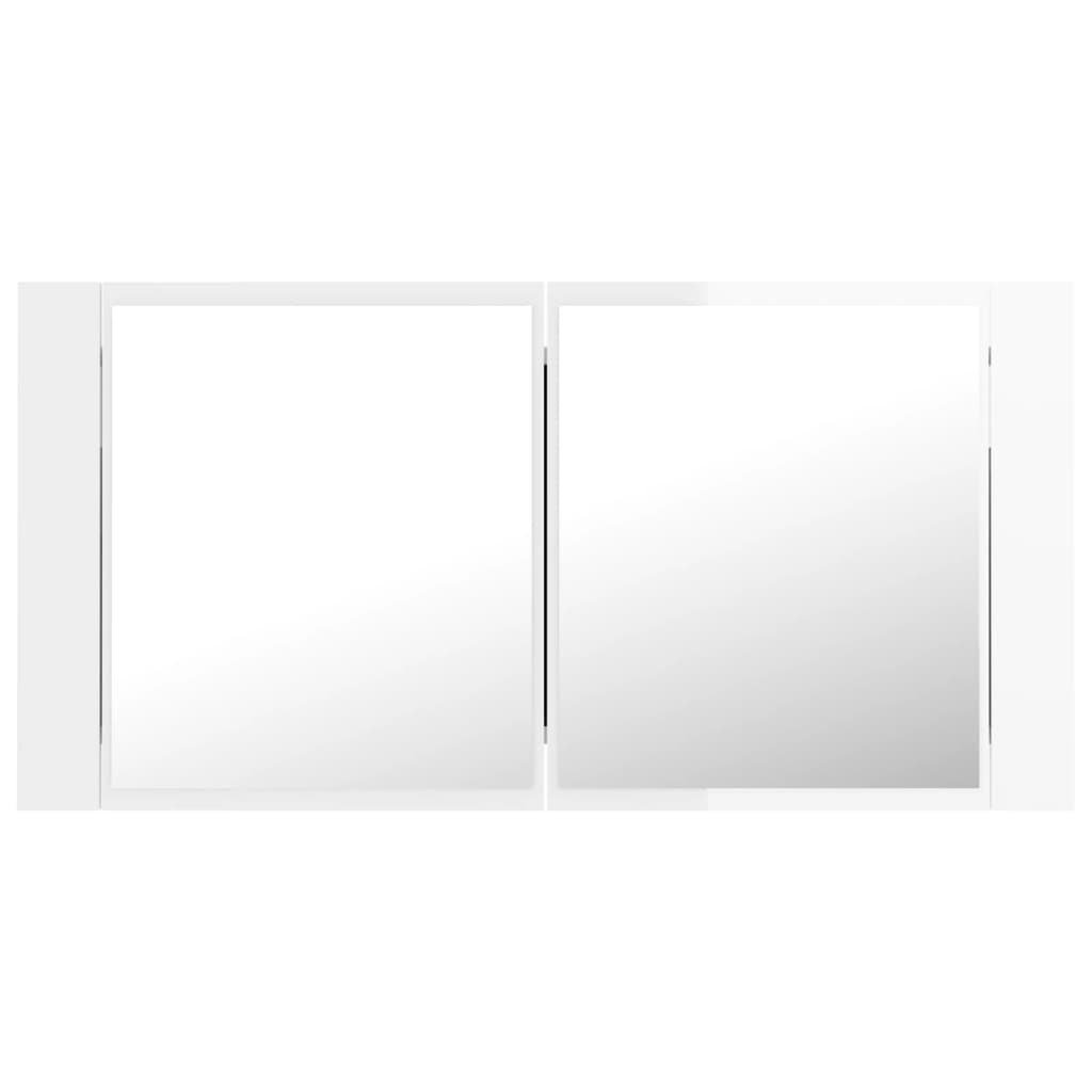 Kylpyhuoneen LED peilikaappi korkeakiilto valkoinen 90x12x45 cm - Sisustajankoti.fi