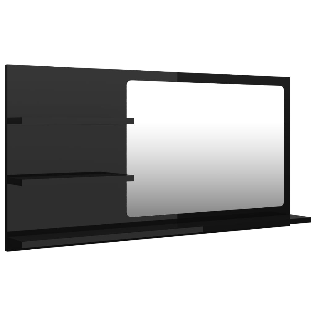 Kylpyhuonepeili korkeakiilto musta 90x10,5x45 cm - Sisustajankoti.fi