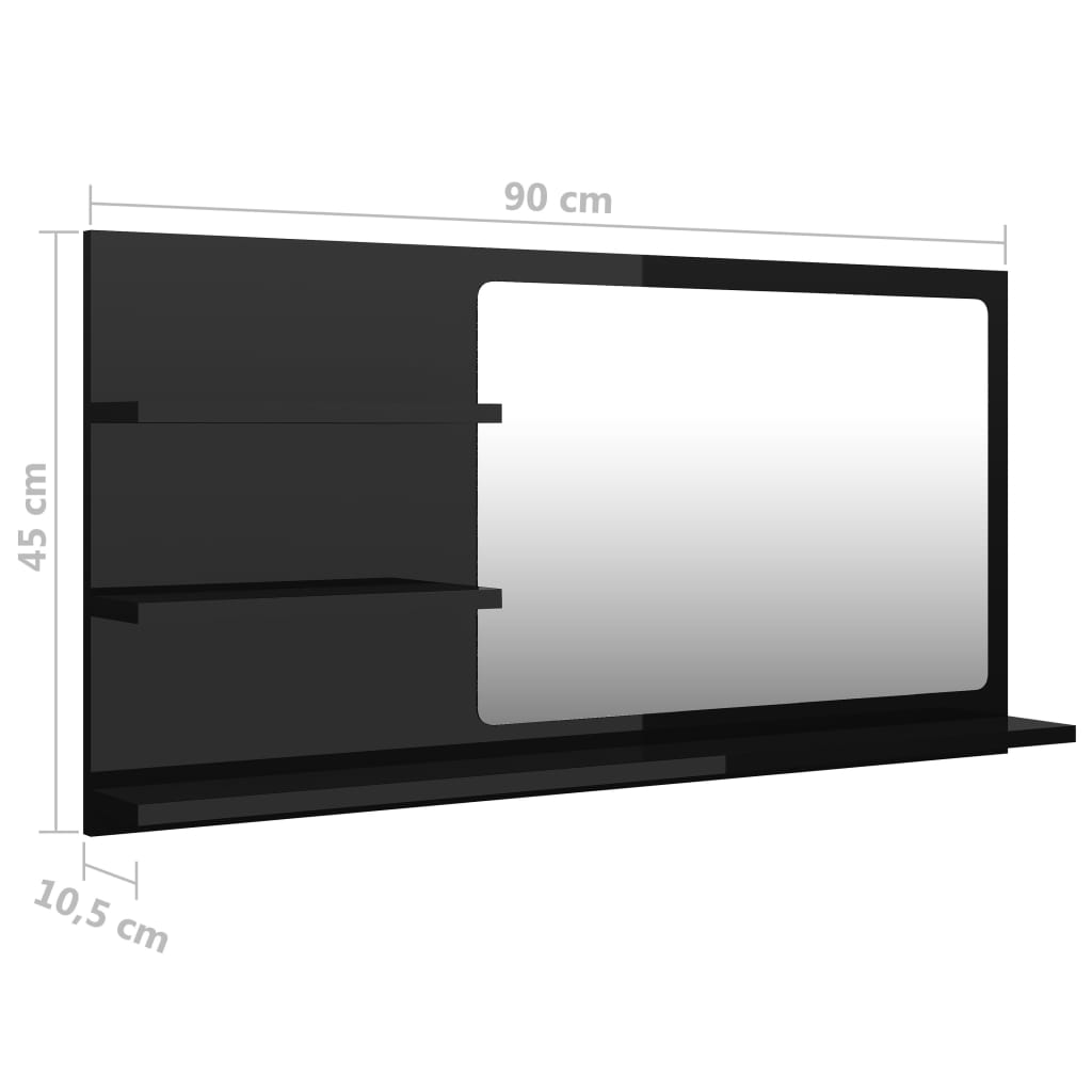 Kylpyhuonepeili korkeakiilto musta 90x10,5x45 cm - Sisustajankoti.fi