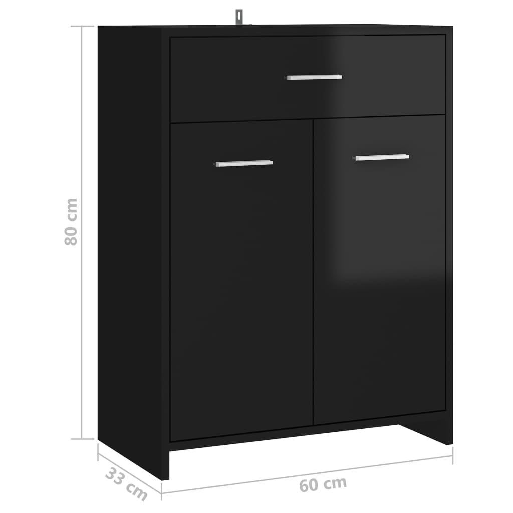 Kylpyhuonekaappi korkeakiilto musta 60x33x80 cm - Sisustajankoti.fi