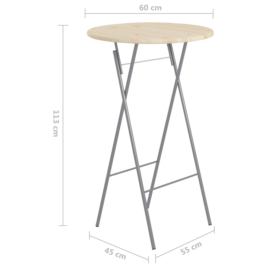 Kokoontaittuvat baaripöydät 6 kpl 60x113 cm teräs ja mänty - Sisustajankoti.fi