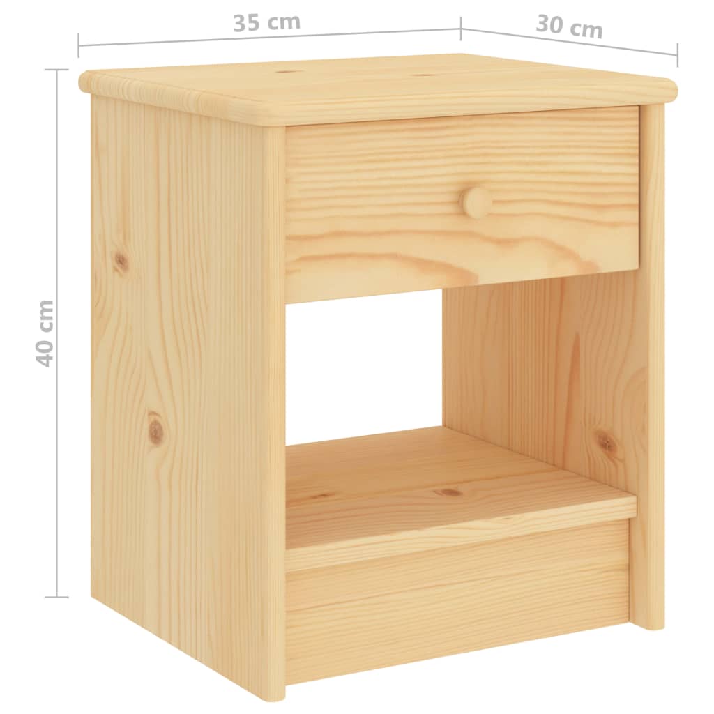 Yöpöytä vaalea puu 35x30x40 cm täysi mänty - Sisustajankoti.fi