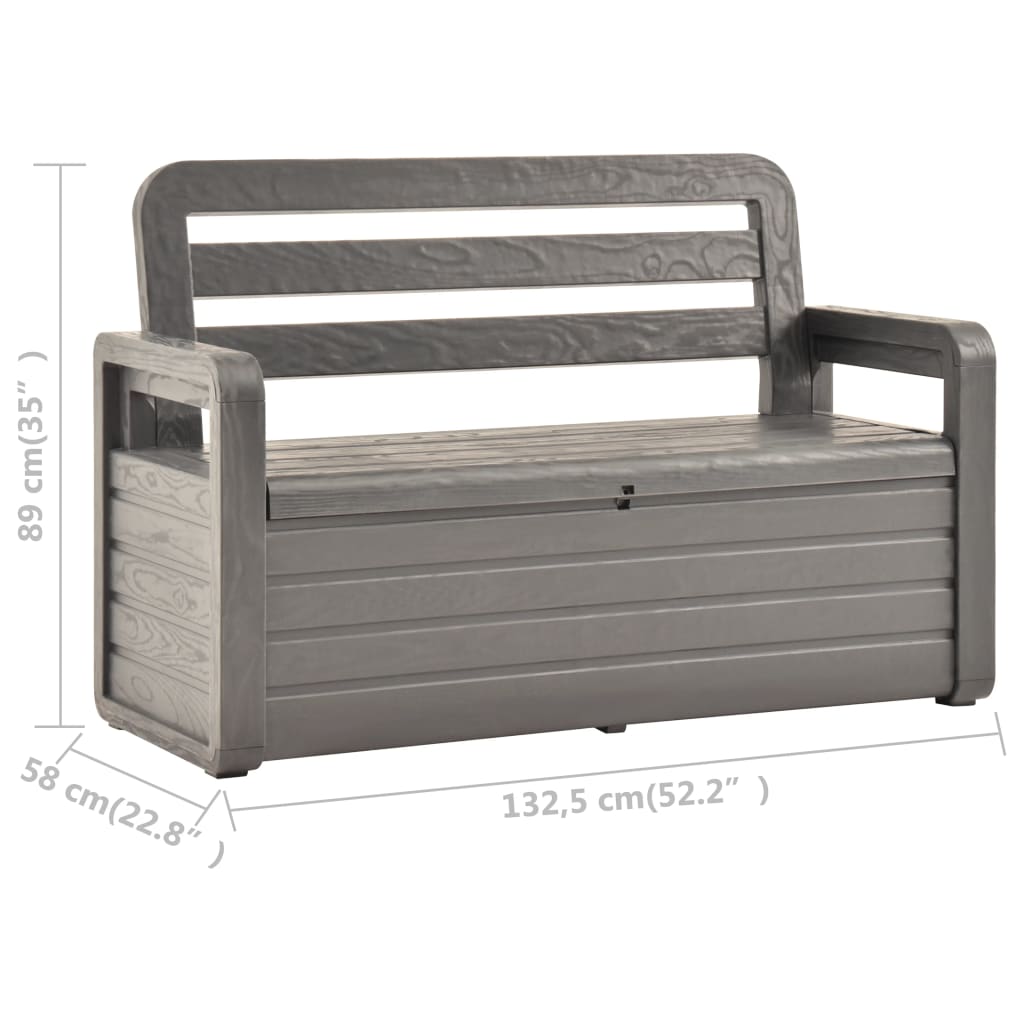 Puutarhan säilytyspenkki 132,5 cm muovi antrasiitti - Sisustajankoti.fi