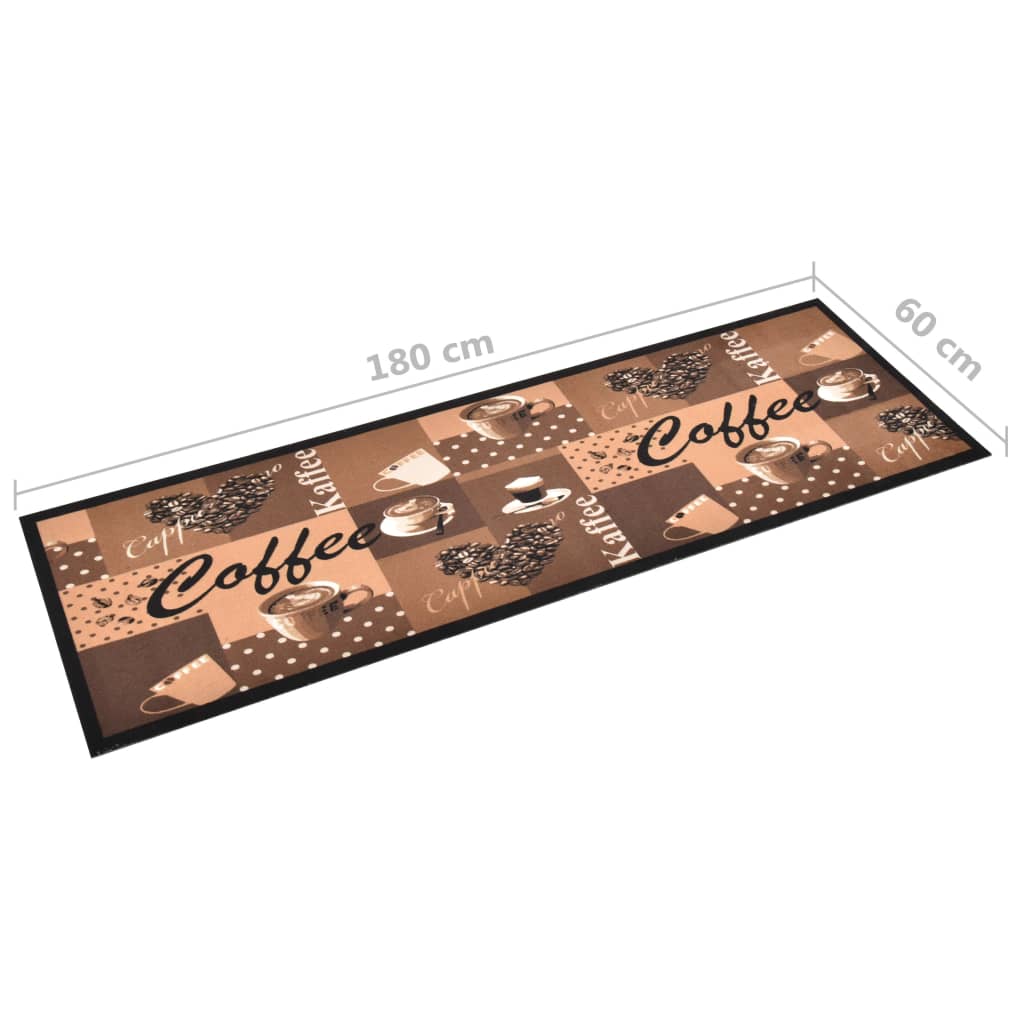Keittiön pestävä lattiamatto Coffee ruskea 60x180 cm - Sisustajankoti.fi