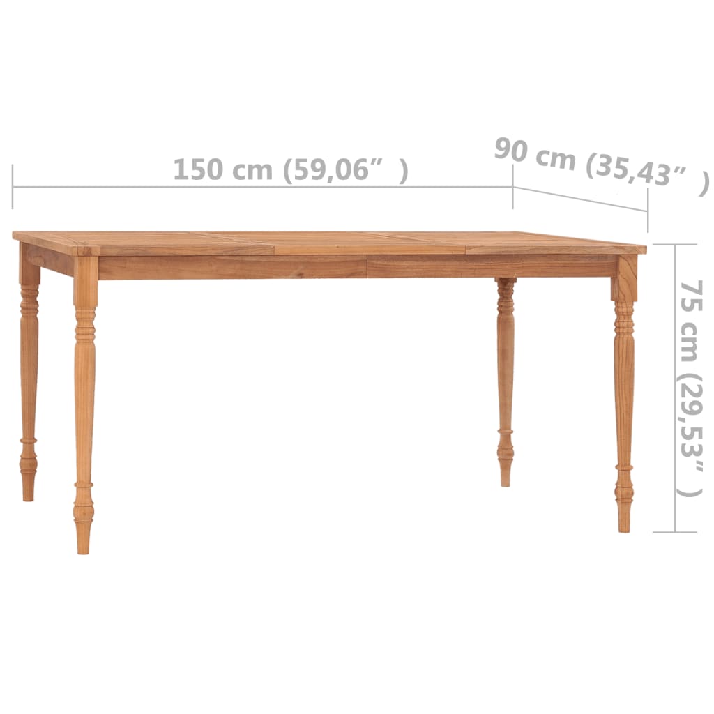 Batavia pöytä 150x90x75 cm täysi tiikki - Sisustajankoti.fi