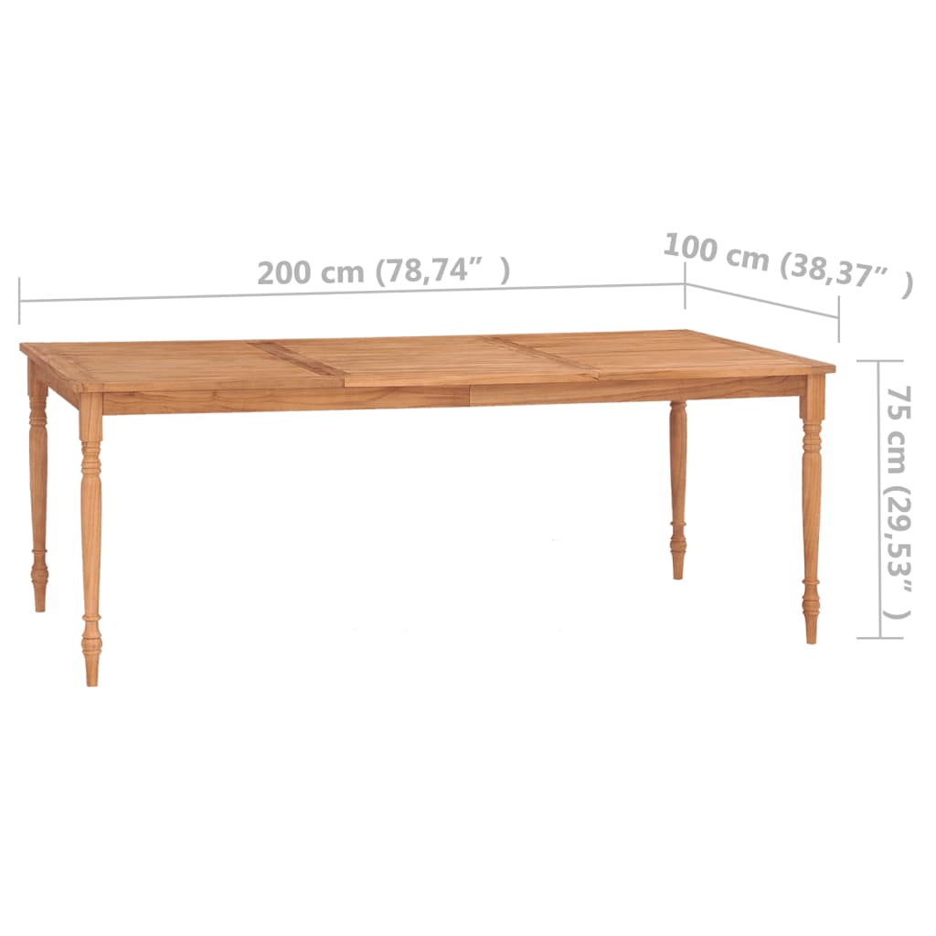 Batavia pöytä 200x100x75 cm täysi tiikki - Sisustajankoti.fi