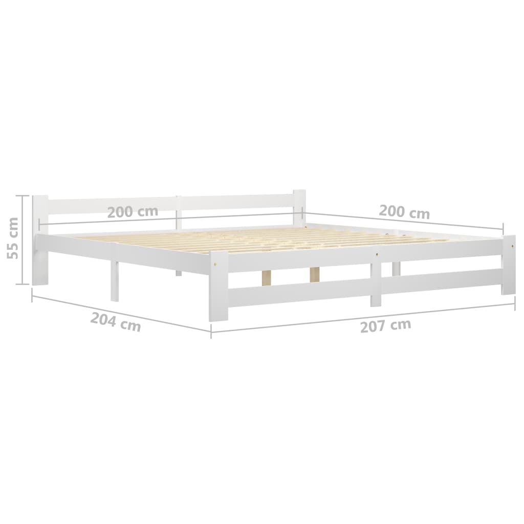 Sängynrunko 2 vetolaatikolla valkoinen täysi mänty 200x200 cm - Sisustajankoti.fi