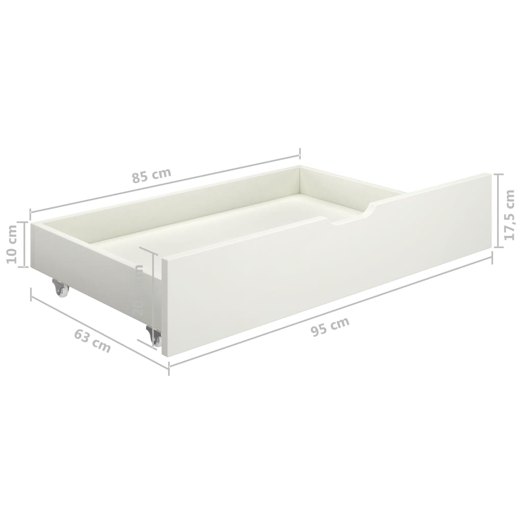Sängynrunko 2 vetolaatikolla valkoinen täysi mänty 200x200 cm - Sisustajankoti.fi