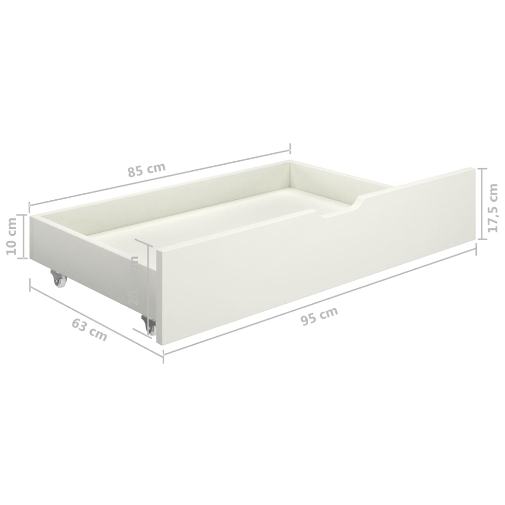 Sängynrunko 4 vetolaatikolla valkoinen täysi mänty 200x200 cm - Sisustajankoti.fi