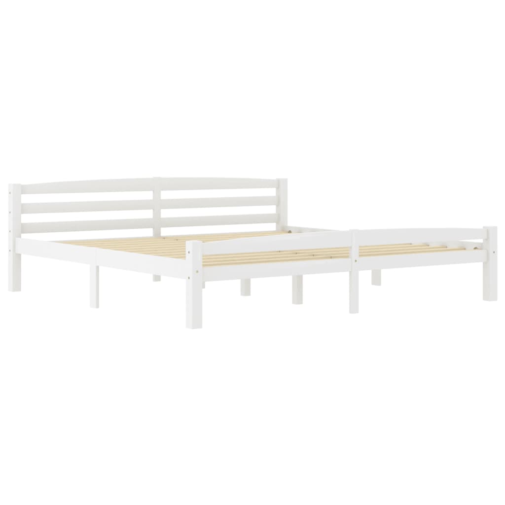 Sängynrunko 4 vetolaatikolla valkoinen täysi mänty 200x200 cm - Sisustajankoti.fi