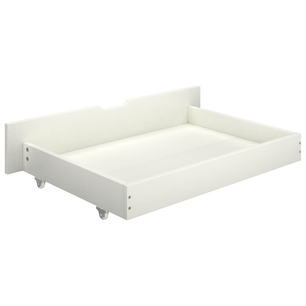 Sängynrunko 2 vetolaatikolla valkoinen täysi mänty 200x200 cm - Sisustajankoti.fi