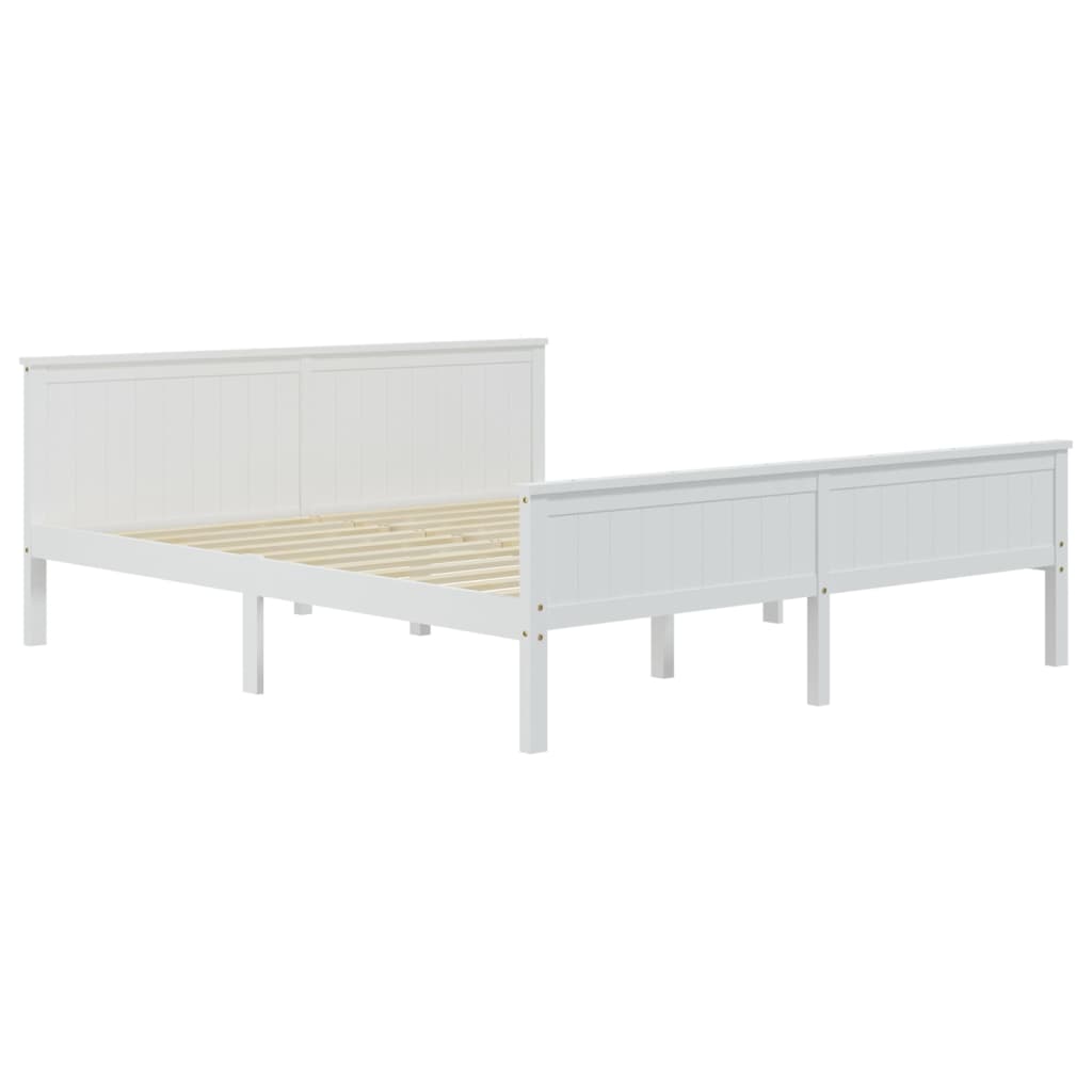Sängynrunko 4 vetolaatikolla valkoinen täysi mänty 200x200 cm - Sisustajankoti.fi