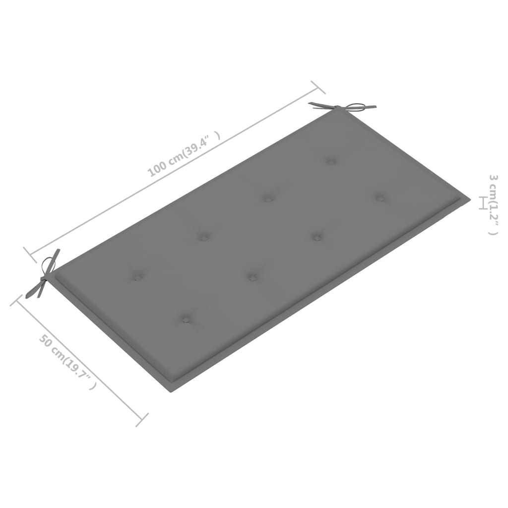 Puutarhapenkki harmaat tyyny 112 cm täysi tiikki - Sisustajankoti.fi