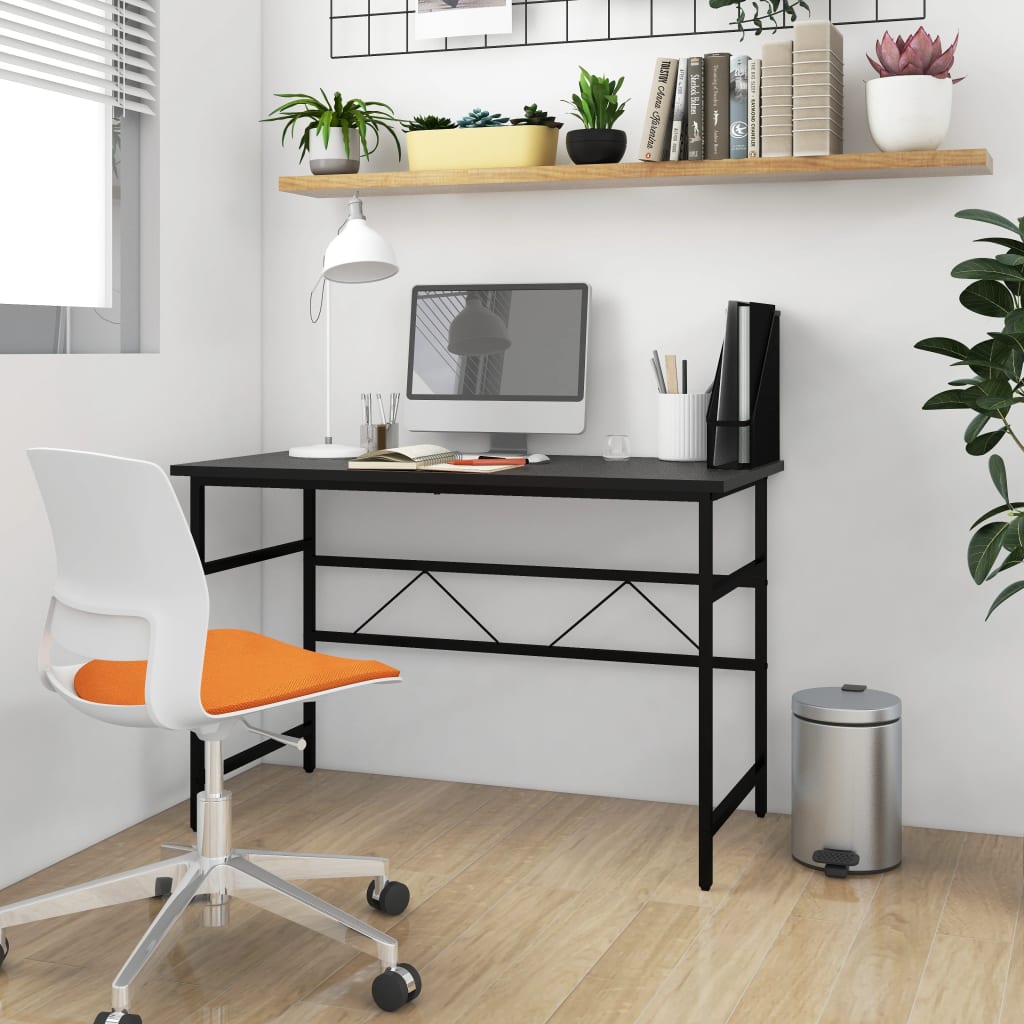 Tietokonepöytä musta 105x55x72 cm MDF/metalli - Sisustajankoti.fi