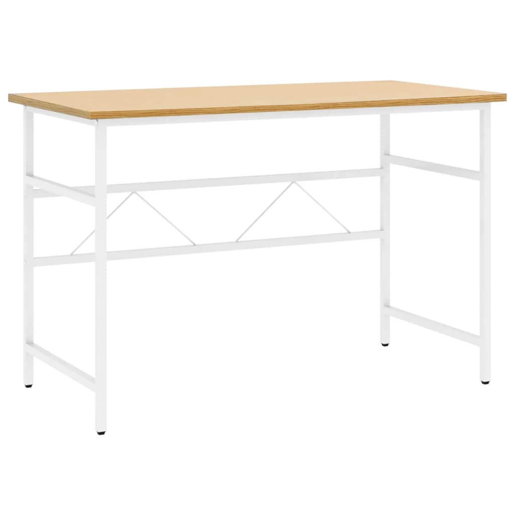 Tietokonepöytä valk. ja vaalea tammi 105x55x72 cm MDF/metalli - Sisustajankoti.fi