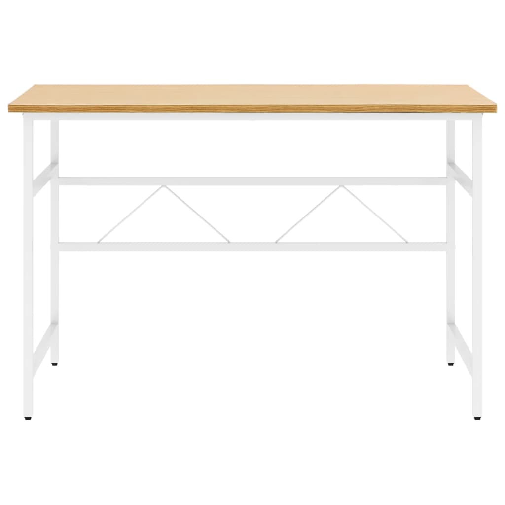 Tietokonepöytä valk. ja vaalea tammi 105x55x72 cm MDF/metalli - Sisustajankoti.fi
