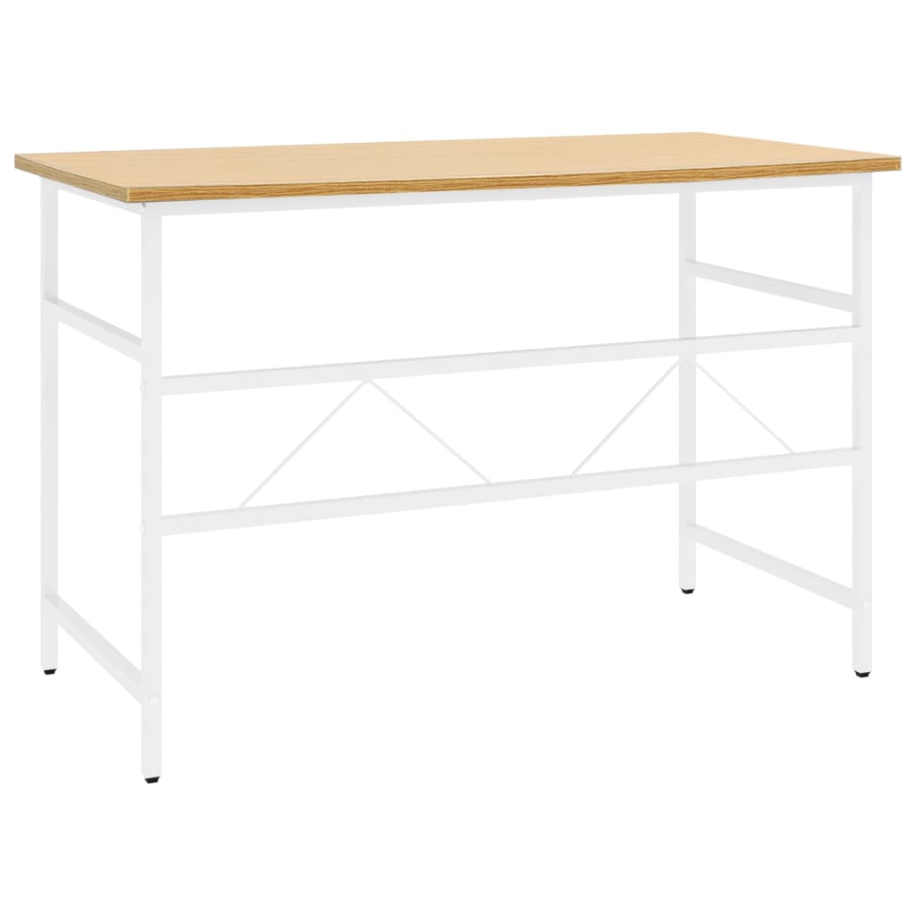 Tietokonepöytä valk. ja vaalea tammi 105x55x72 cm MDF/metalli - Sisustajankoti.fi