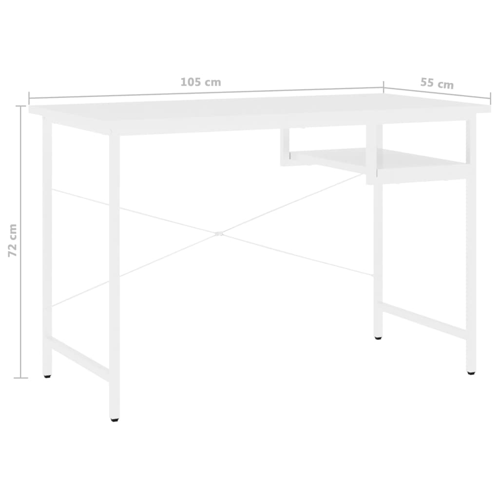 Tietokonepöytä valkoinen 105x55x72 cm MDF/metalli - Sisustajankoti.fi