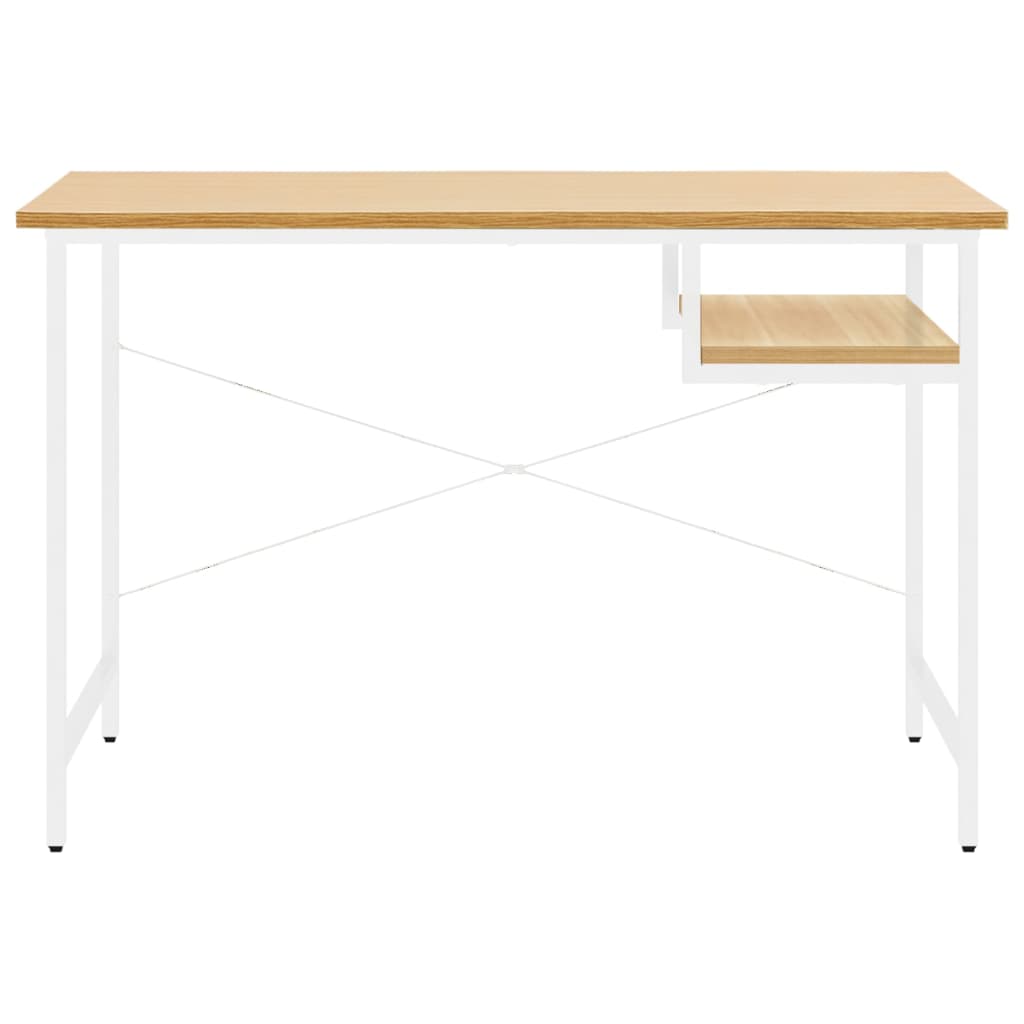 Tietokonepöytä valk. ja vaalea tammi 105x55x72 cm MDF/metalli - Sisustajankoti.fi