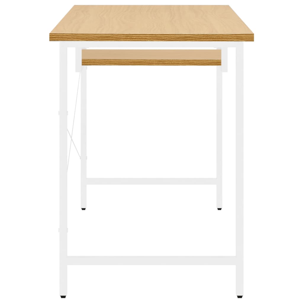 Tietokonepöytä valk. ja vaalea tammi 105x55x72 cm MDF/metalli - Sisustajankoti.fi