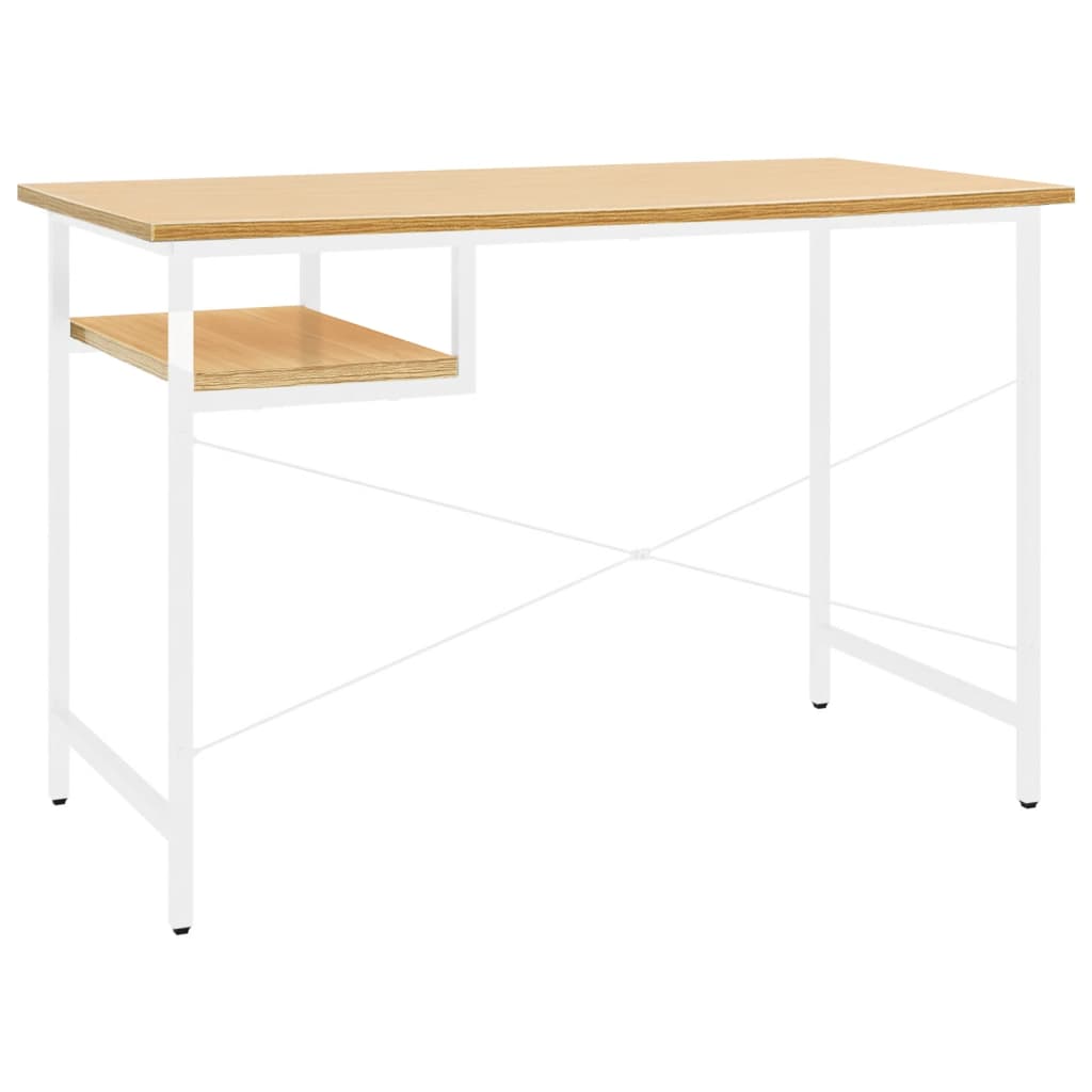 Tietokonepöytä valk. ja vaalea tammi 105x55x72 cm MDF/metalli - Sisustajankoti.fi