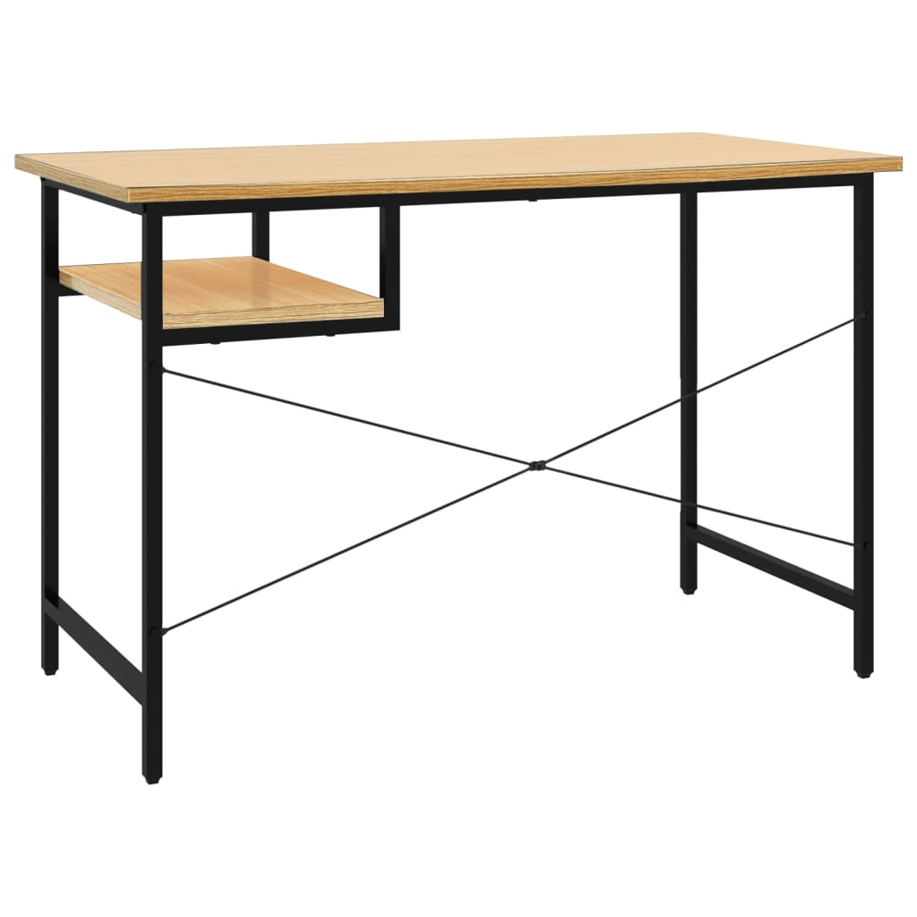 Tietokonepöytä musta ja vaalea tammi 105x55x72 cm MDF/metalli - Sisustajankoti.fi