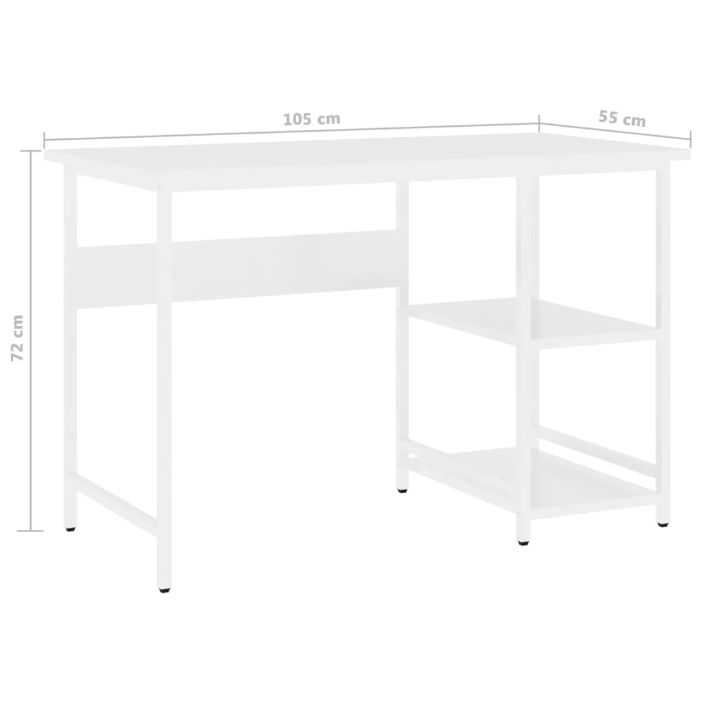 Tietokonepöytä valkoinen 105x55x72 cm MDF/metalli - Sisustajankoti.fi