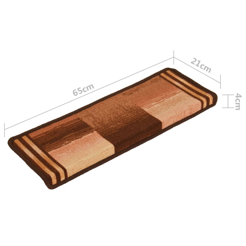 Itsekiinnittyvät porrasmatot 15 kpl 65x25 cm ruskea - Sisustajankoti.fi