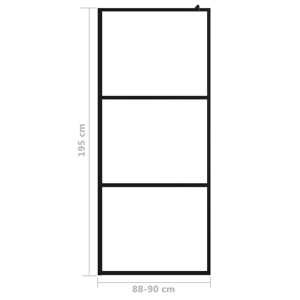 Walk-in suihkun seinäke kirkas ESG-lasi musta 90x195 cm - Sisustajankoti.fi