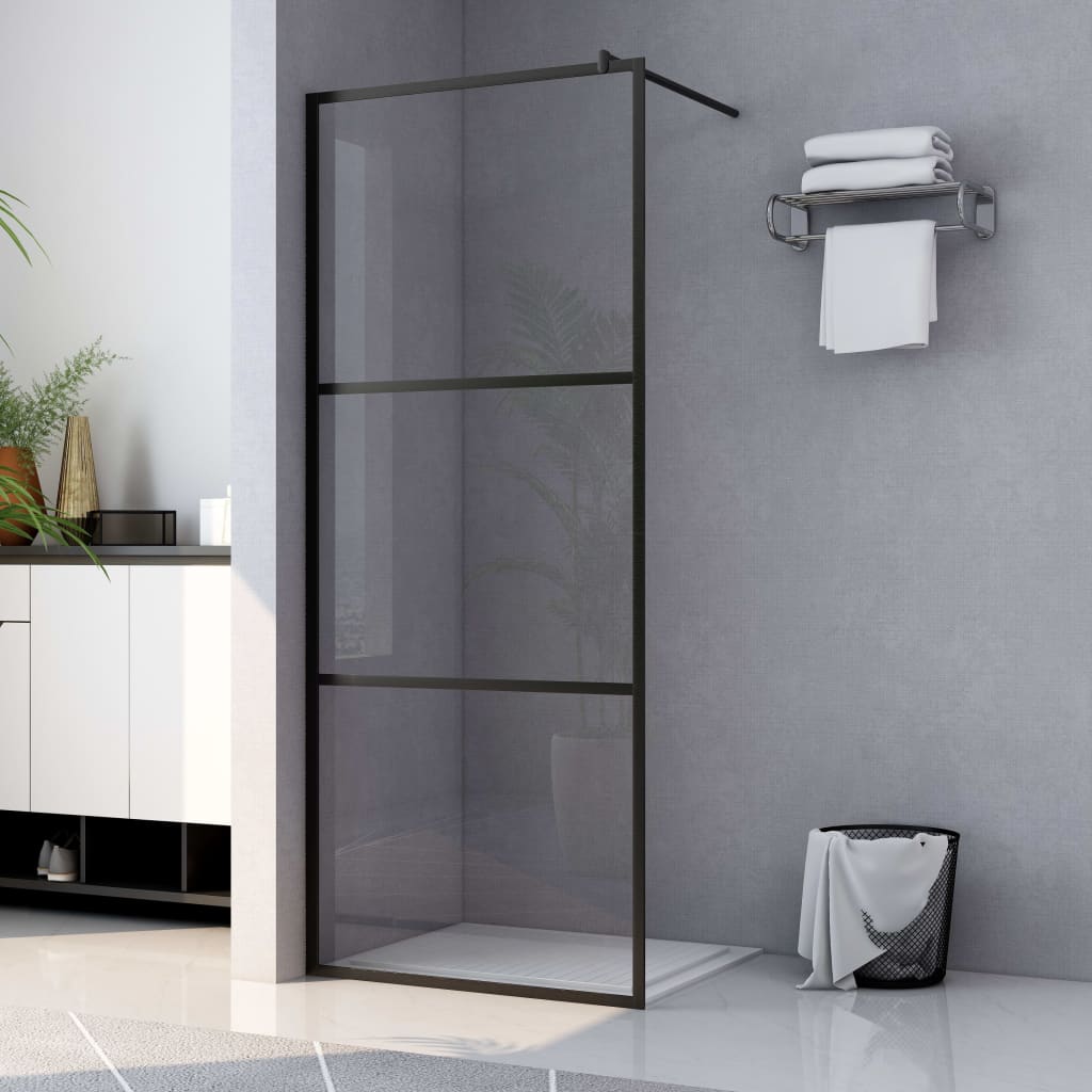 Walk-in suihkun seinäke kirkas ESG-lasi musta 90x195 cm - Sisustajankoti.fi
