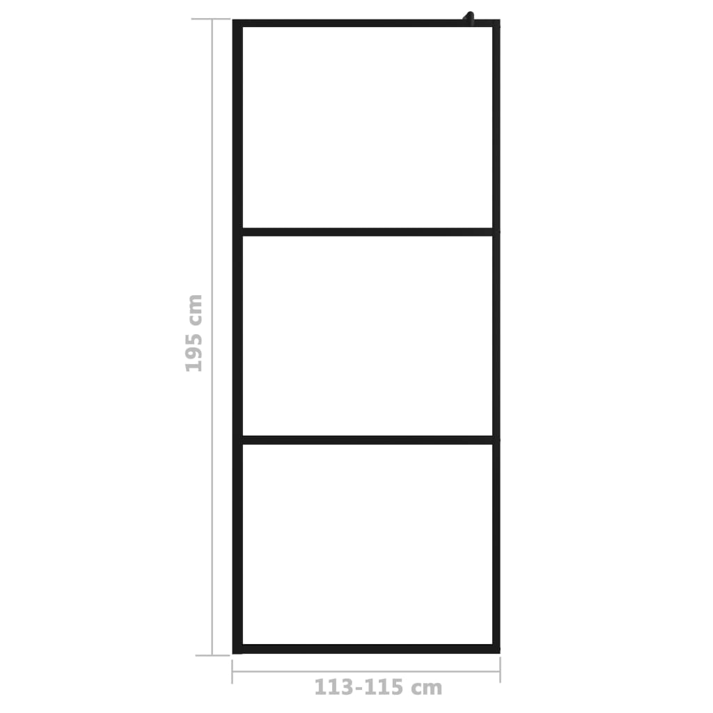 Walk-in suihkun seinäke kirkas ESG-lasi musta 115x195 cm - Sisustajankoti.fi