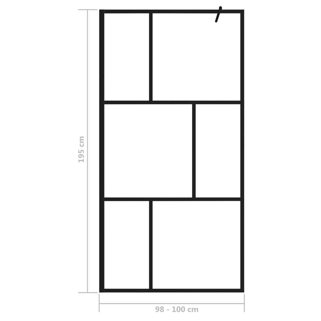 Walk-in suihkuseinä karkaistu lasi musta 100x195 cm - Sisustajankoti.fi