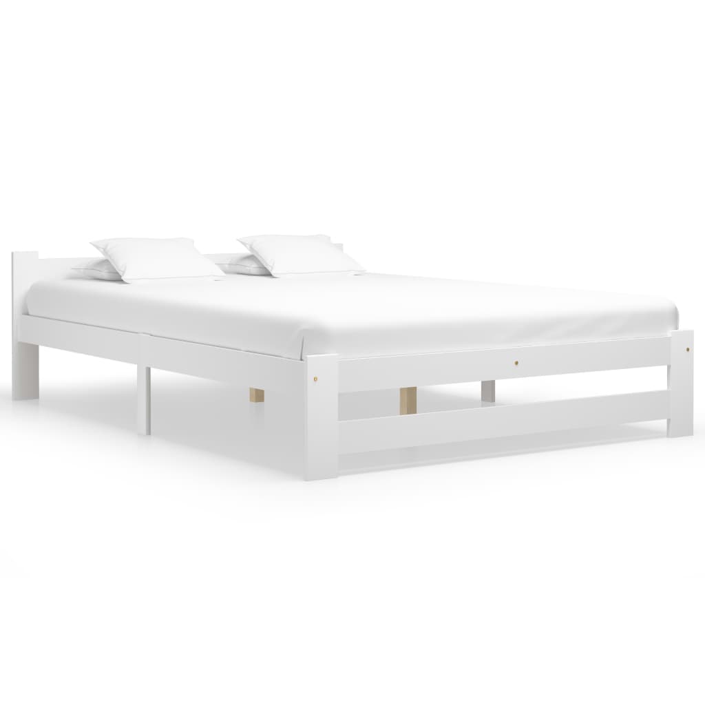 Sängynrunko valkoinen täysi mänty 160x200 cm - Sisustajankoti.fi